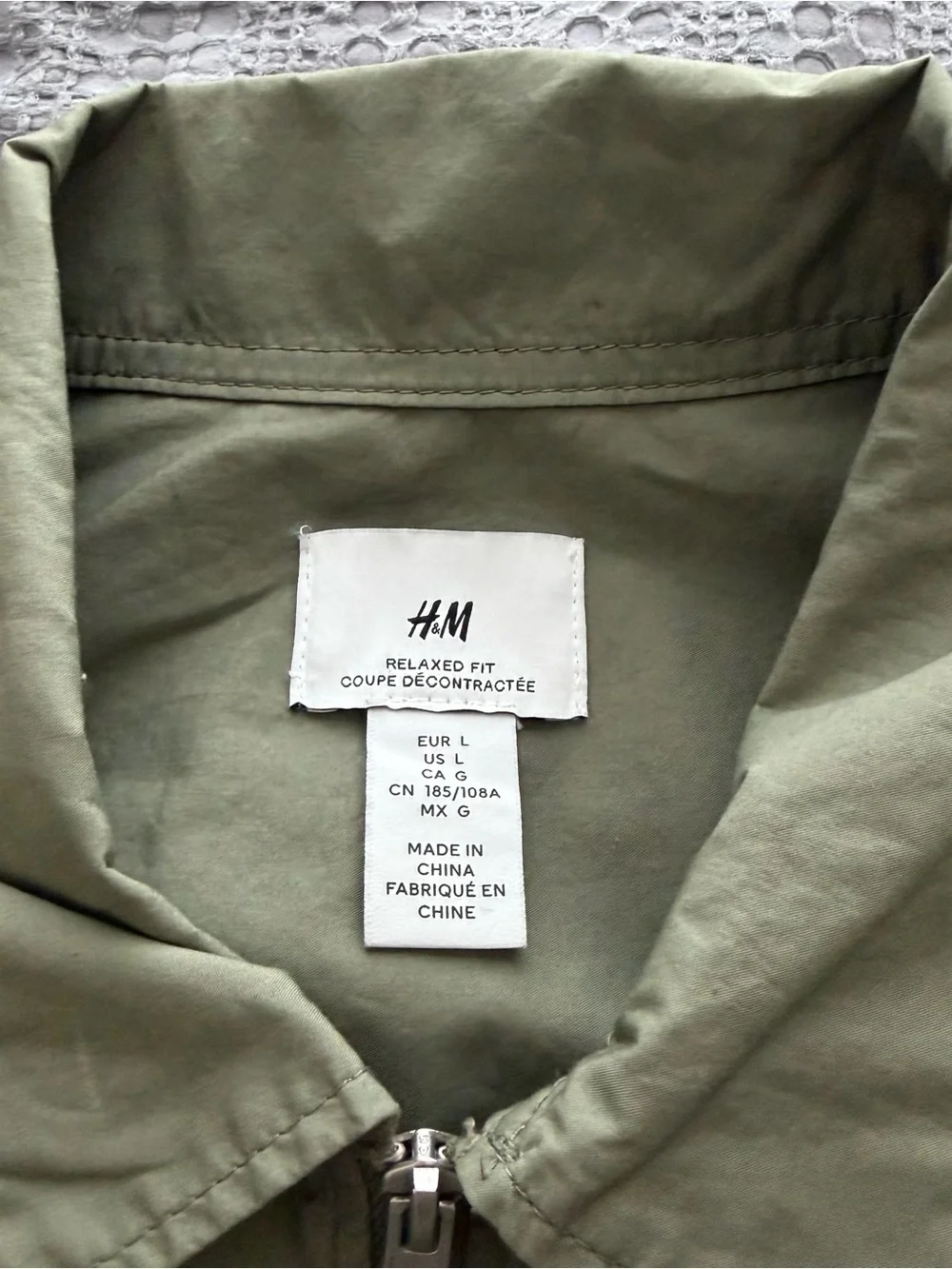 H&M Olive Green Zip-Front Utility Jacket